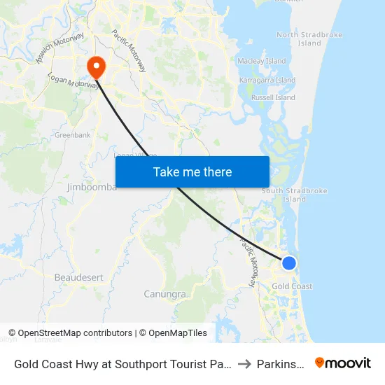 Gold Coast Hwy at Southport Tourist Park to Parkinson map
