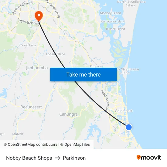 Nobby Beach Shops to Parkinson map
