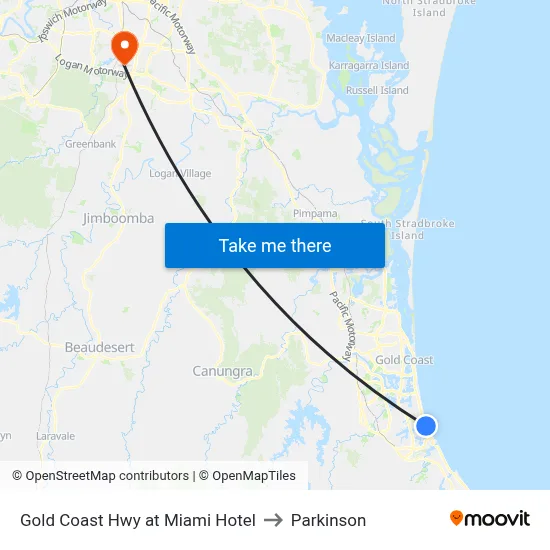 Gold Coast Hwy at Miami Hotel to Parkinson map
