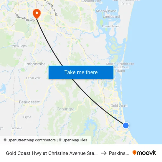 Gold Coast Hwy at Christine Avenue Station to Parkinson map