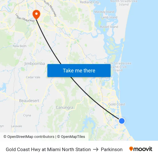 Gold Coast Hwy at Miami North Station to Parkinson map