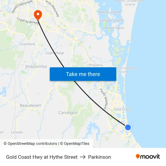 Gold Coast Hwy at Hythe Street to Parkinson map