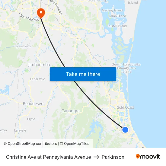 Christine Ave at Pennsylvania Avenue to Parkinson map