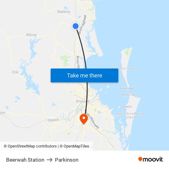 Beerwah Station to Parkinson map