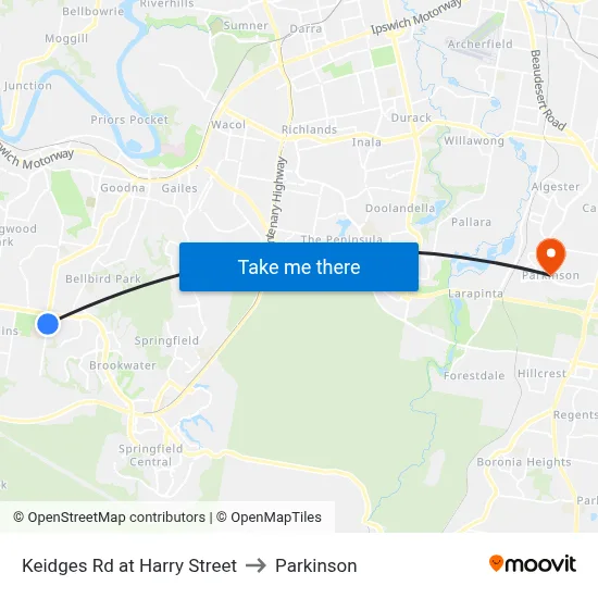 Keidges Rd at Harry Street to Parkinson map