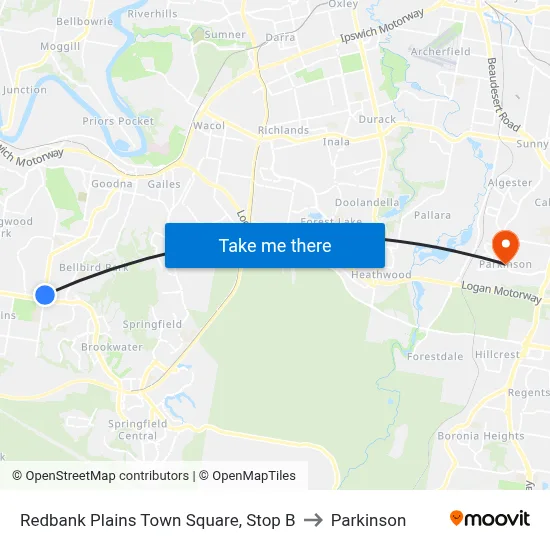 Redbank Plains Town Square, Stop B to Parkinson map