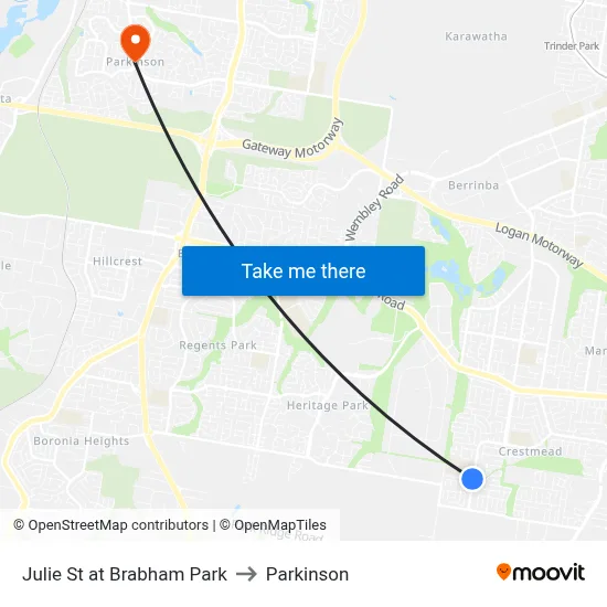 Julie St at Brabham Park to Parkinson map