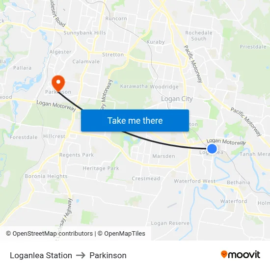 Loganlea Station to Parkinson map