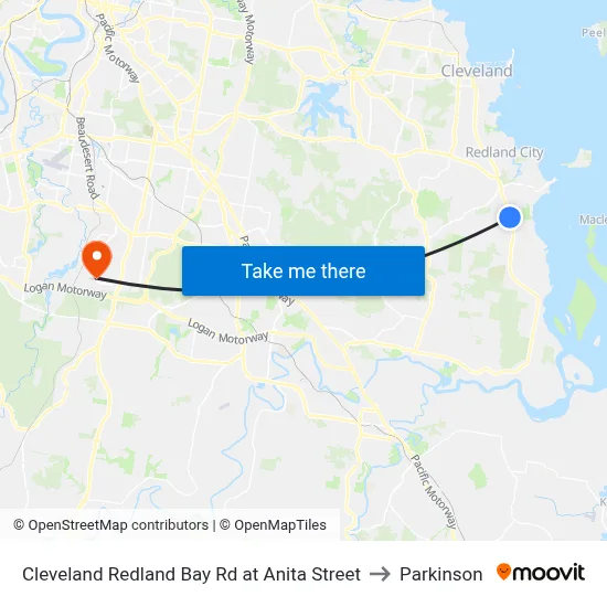 Cleveland Redland Bay Rd at Anita Street to Parkinson map