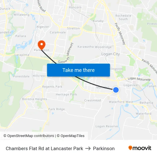 Chambers Flat Rd at Lancaster Park to Parkinson map