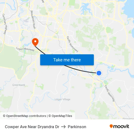 Cowper Ave Near Dryandra Dr to Parkinson map