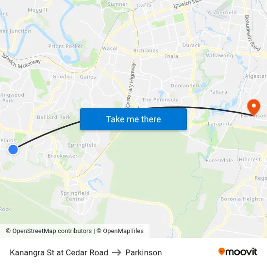 Kanangra St at Cedar Road to Parkinson map