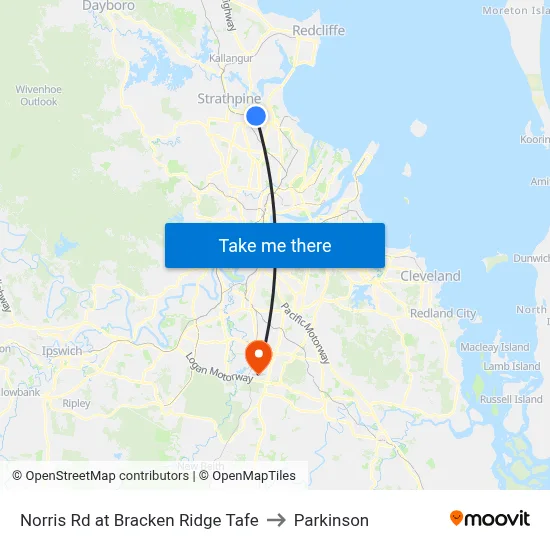 Norris Rd at Bracken Ridge Tafe to Parkinson map