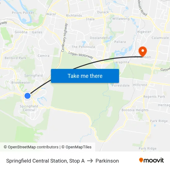 Springfield Central Station, Stop A to Parkinson map