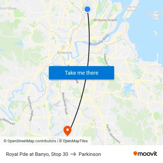 Royal Pde at Banyo, Stop 30 to Parkinson map