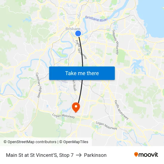Main St at St Vincent'S, Stop 7 to Parkinson map