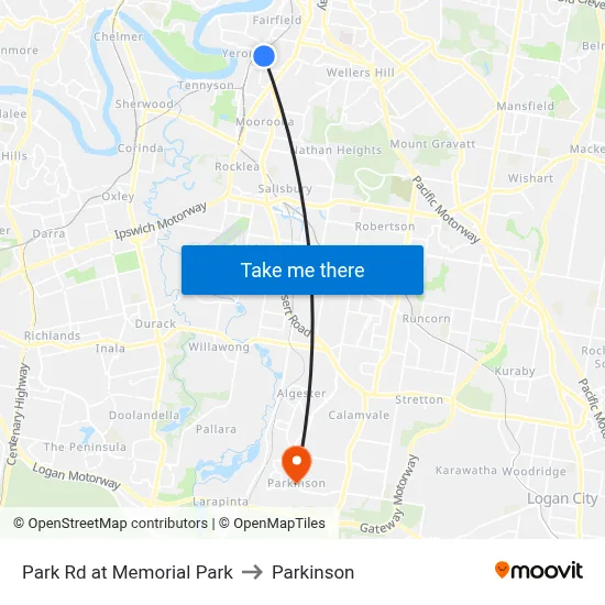 Park Rd at Memorial Park to Parkinson map