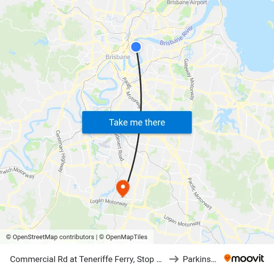 Commercial Rd at Teneriffe Ferry, Stop 16 to Parkinson map