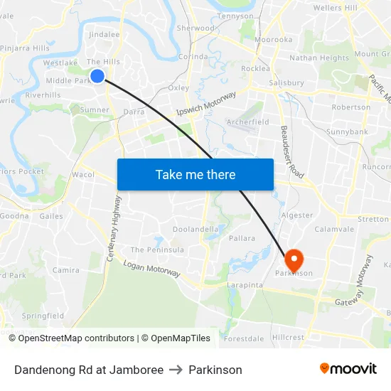 Dandenong Rd at Jamboree to Parkinson map