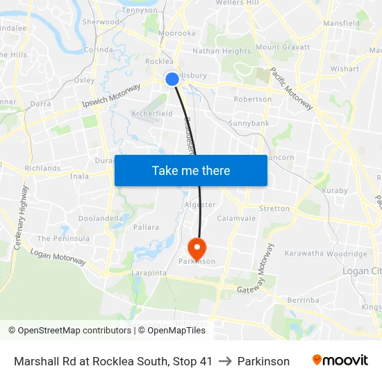 Marshall Rd at Rocklea South, Stop 41 to Parkinson map