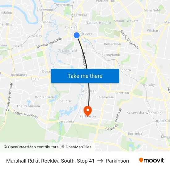 Marshall Rd at Rocklea South, Stop 41 to Parkinson map