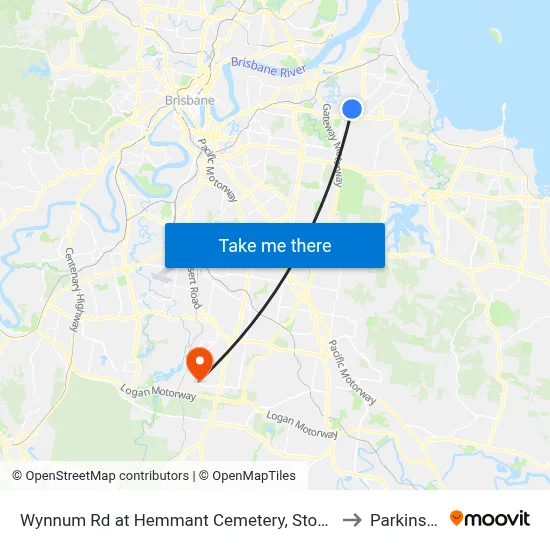 Wynnum Rd at Hemmant Cemetery, Stop 44 to Parkinson map
