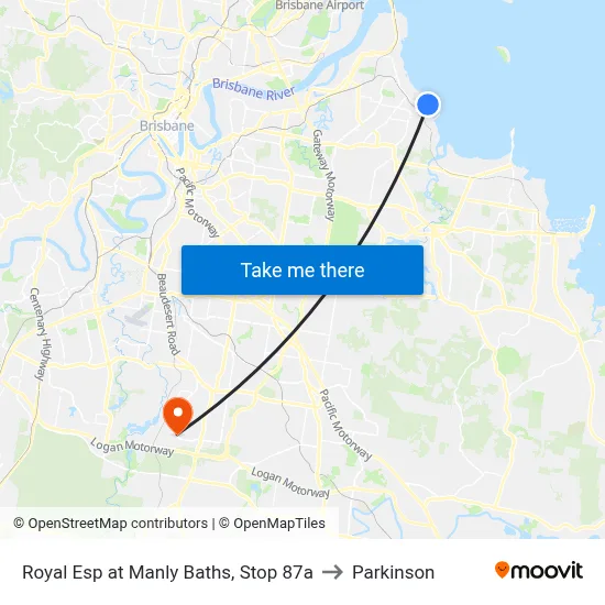 Royal Esp at Manly Baths, Stop 87a to Parkinson map