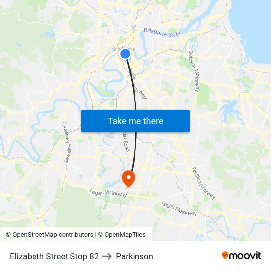 Elizabeth Street Stop 82 to Parkinson map