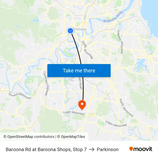 Baroona Rd at Baroona Shops, Stop 7 to Parkinson map