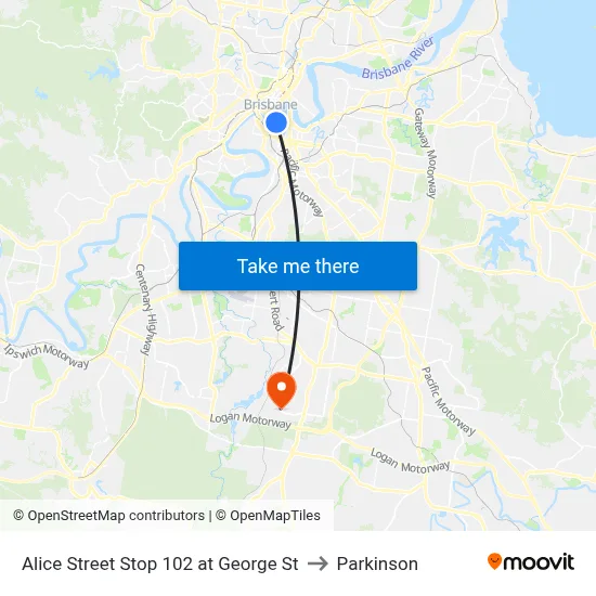 Alice Street Stop 102 at George St to Parkinson map