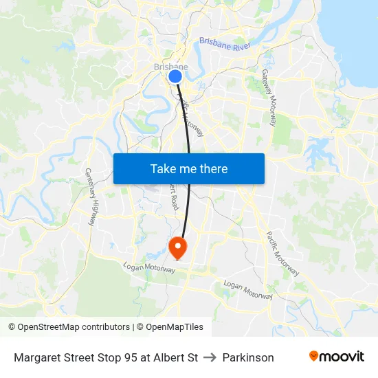 Margaret Street Stop 95 at Albert St to Parkinson map