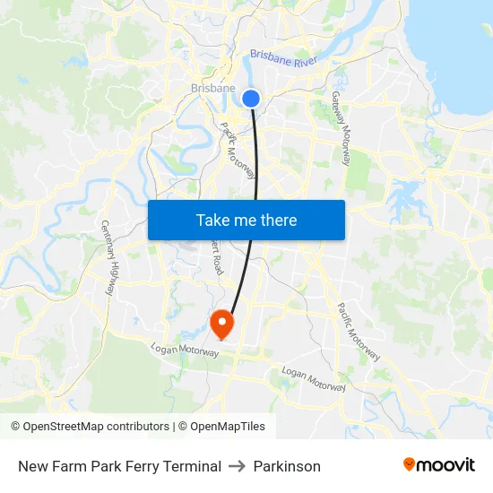 New Farm Park Ferry Terminal to Parkinson map