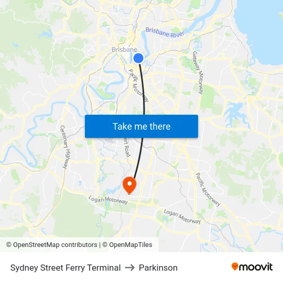 Sydney Street Ferry Terminal to Parkinson map