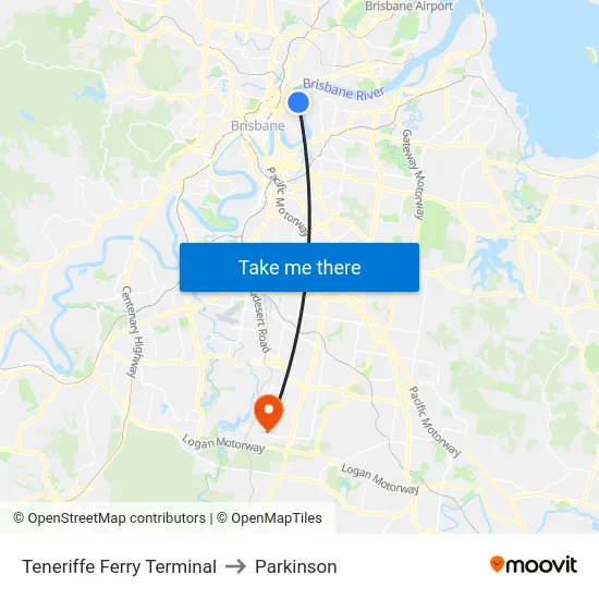 Teneriffe Ferry Terminal to Parkinson map