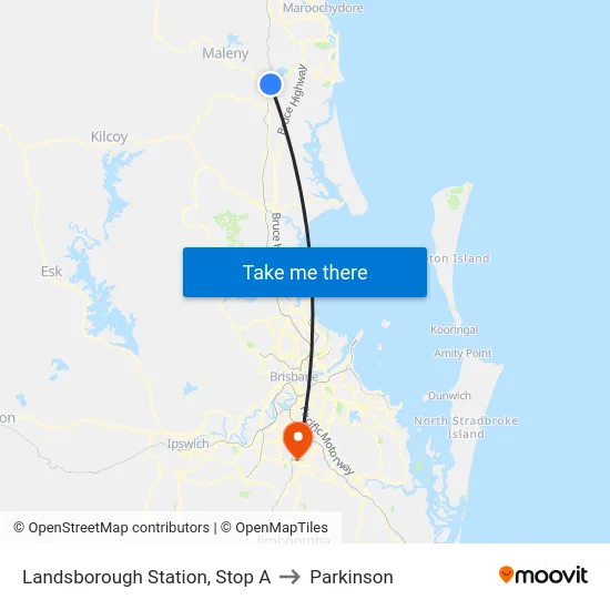 Landsborough Station, Stop A to Parkinson map