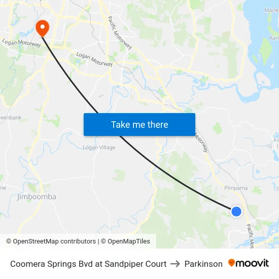 Coomera Springs Bvd at Sandpiper Court to Parkinson map