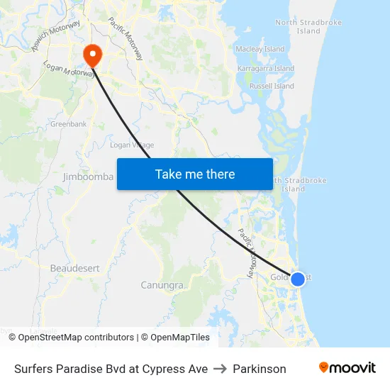 Surfers Paradise Bvd at Cypress Ave to Parkinson map