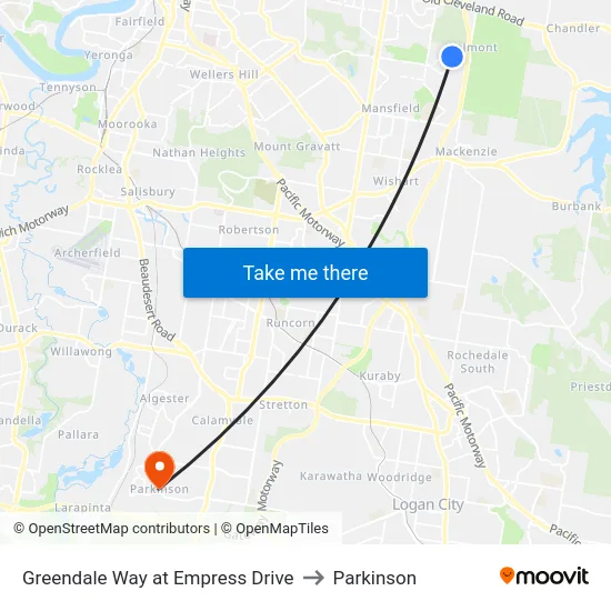 Greendale Way at Empress Drive to Parkinson map