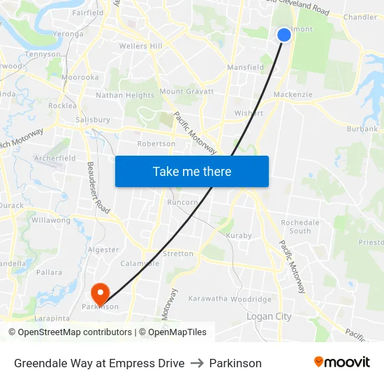 Greendale Way at Empress Drive to Parkinson map