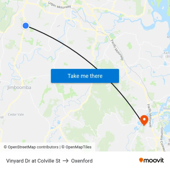 Vinyard Dr at Colville St to Oxenford map