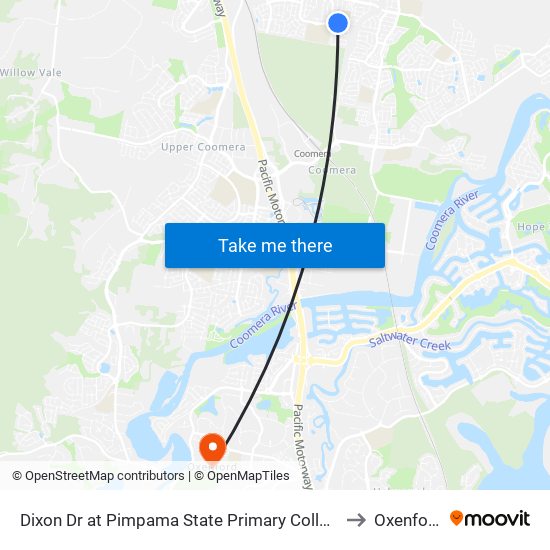 Dixon Dr at Pimpama State Primary College to Oxenford map