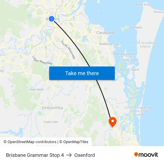 Brisbane Grammar Stop 4 to Oxenford map