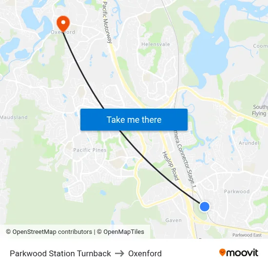 Parkwood Station Turnback to Oxenford map