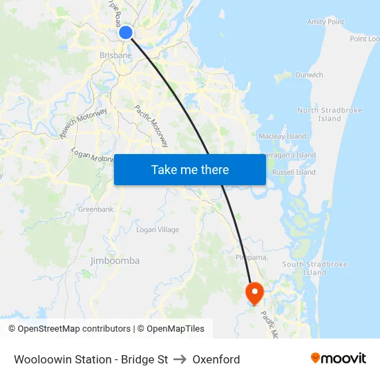 Wooloowin Station - Bridge St to Oxenford map