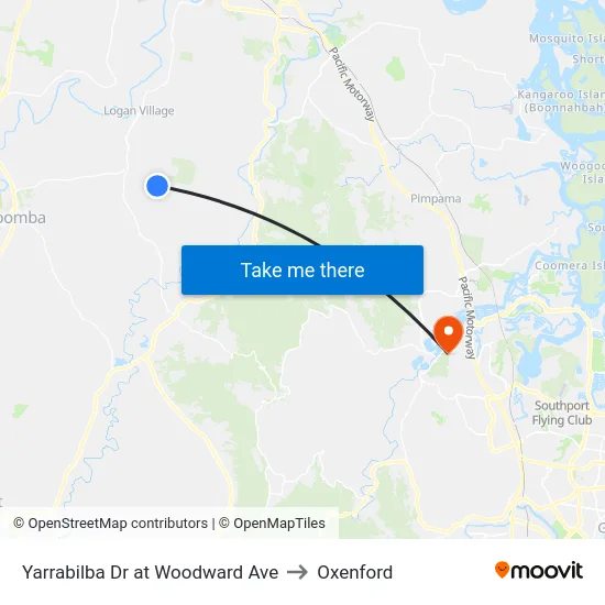 Yarrabilba Dr at Woodward Ave to Oxenford map