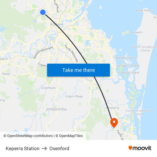 Keperra Station to Oxenford map