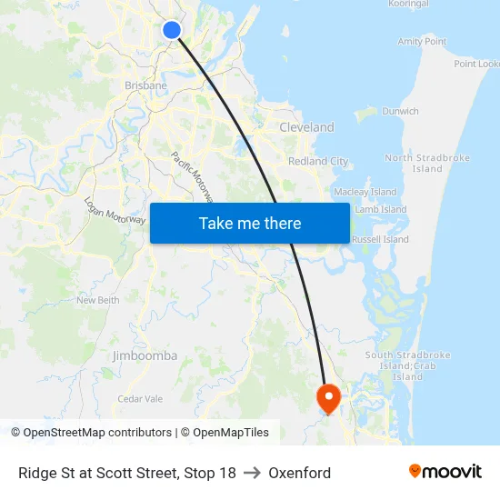 Ridge St at Scott Street, Stop 18 to Oxenford map