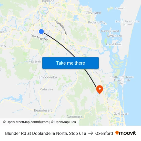 Blunder Rd at Doolandella North, Stop 61a to Oxenford map