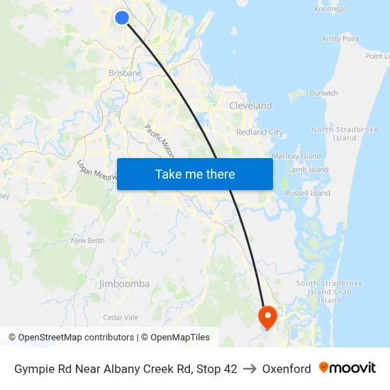 Gympie Rd Near Albany Creek Rd, Stop 42 to Oxenford map