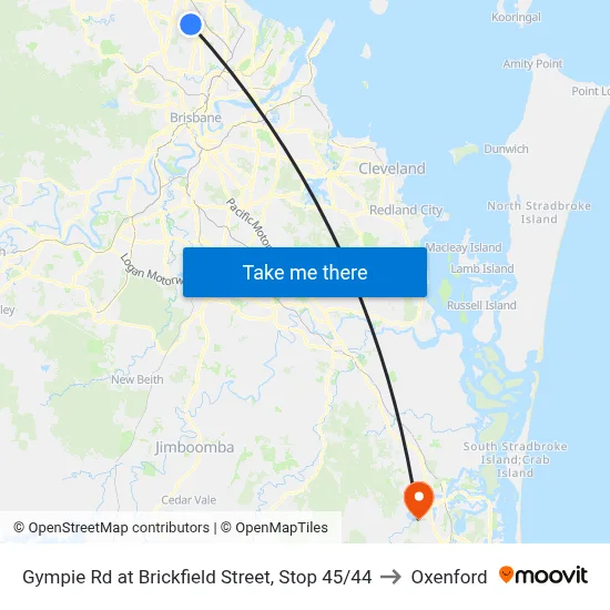 Gympie Rd at Brickfield Street, Stop 45/44 to Oxenford map